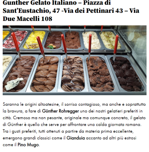 Le migliori gelaterie di Roma secondo Agrodolce Günther Gelato